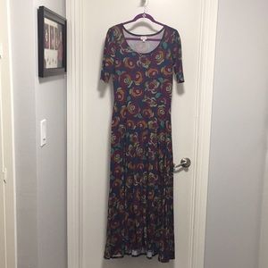LuLaRoe Large Ana Disney Roses Rare Dress